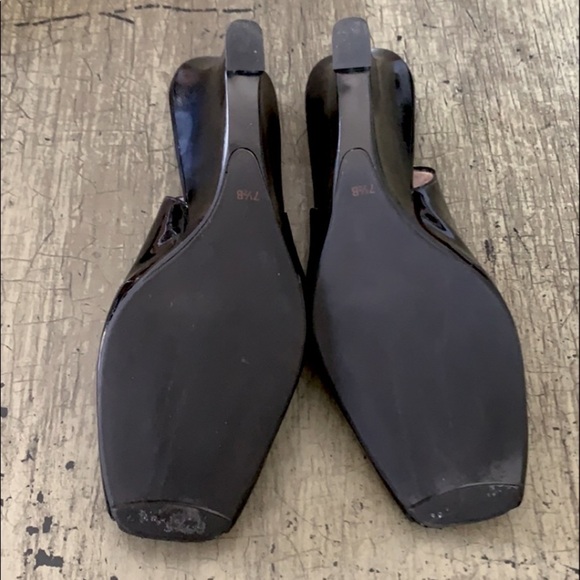 TALBOTS Black Patent Leather Slingback Wedges - Picture 8 of 15